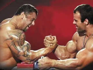 In arm wrestling, strong pronation and supination are the key to victory!