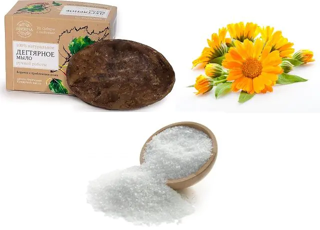Катранен сапун, невен и морска сол за лечение на фоликулит след масаж