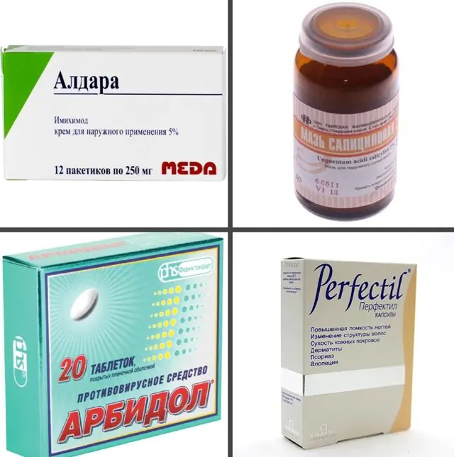 Medicines for the treatment of papillomas on the body
