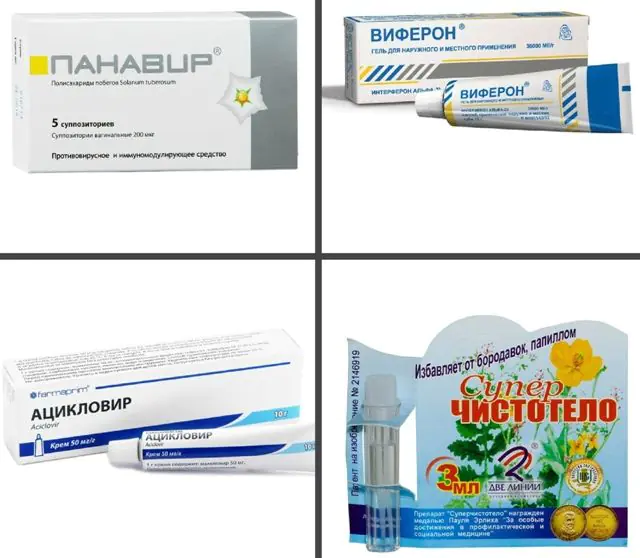 Drugs for the treatment of papillomas on the abdomen