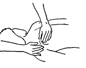 Kneading the muscles of the shoulder blade